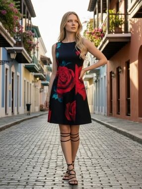 NWT Blue Blush Dolls Kill Black Rose Sheath Dress Open Back Large